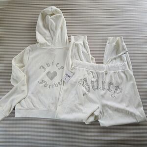 Juicy Couture White Rhinestone Hoodie and Pants Set